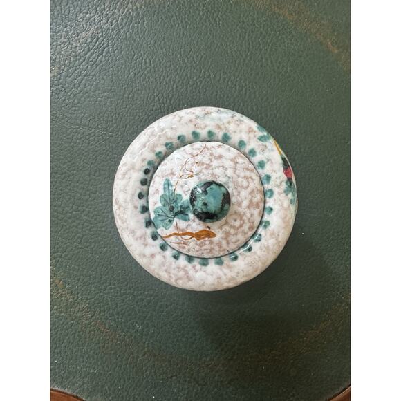 Italian Ceramic Sugar Bowl & Lid Hand Painted Signed Italy Floral Trinket Box 3" - Picture 12 of 16